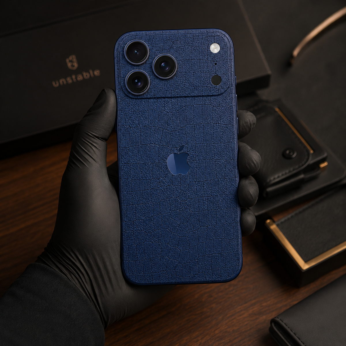 Deep Navy Blue Leather Skin