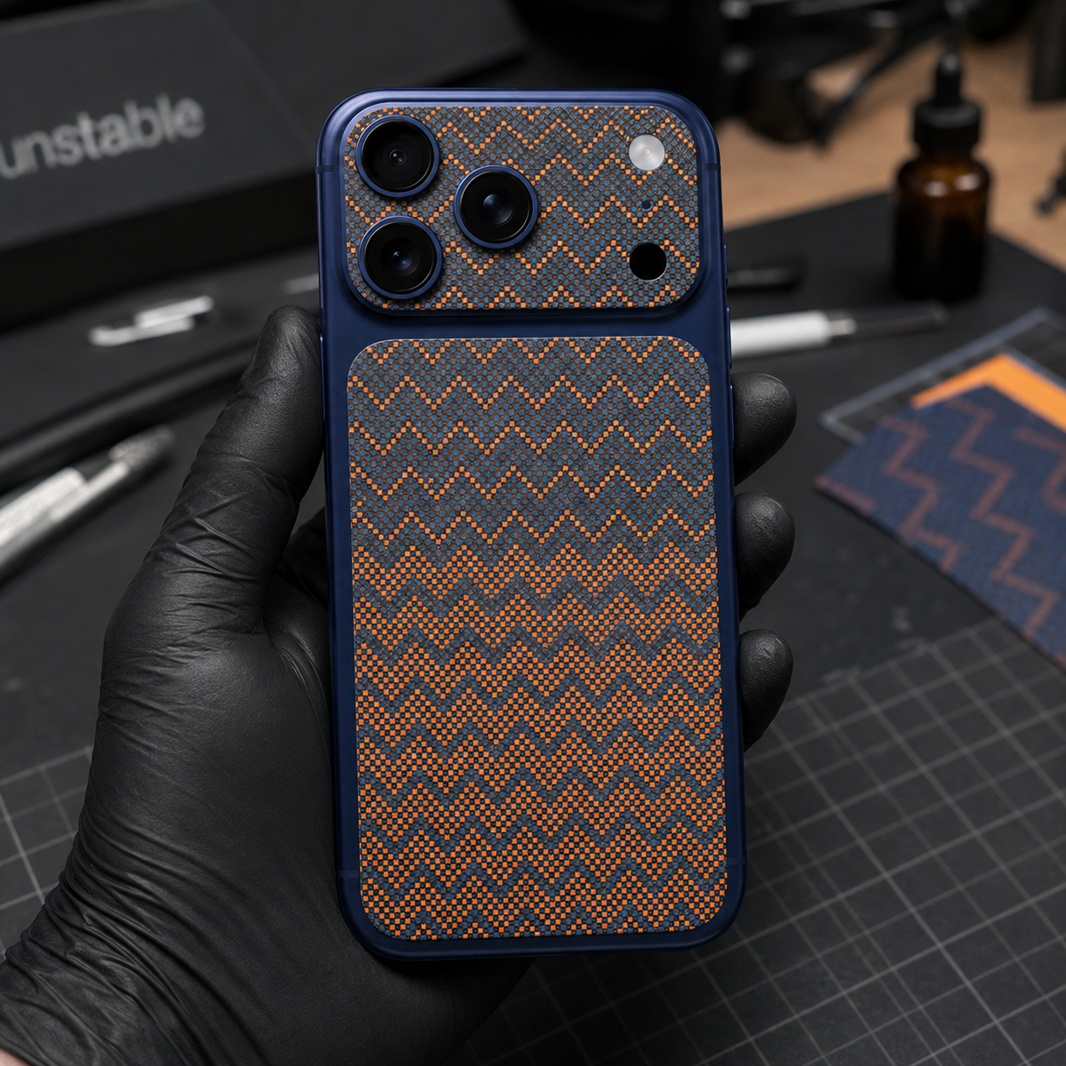 Orange Blue Woven Zigzag Skin