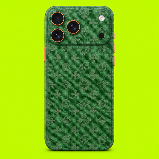 LV-Inspired Green Monogram Leather Skin