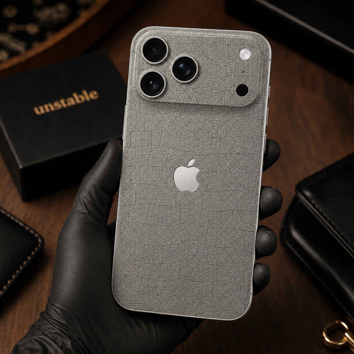 Silver Grey Leather Skin